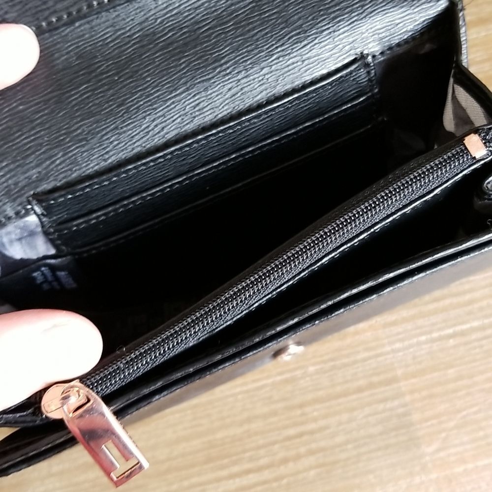 Ted Baker Black Leather Wristlet Wallet Clutch - Picture 7 of 9